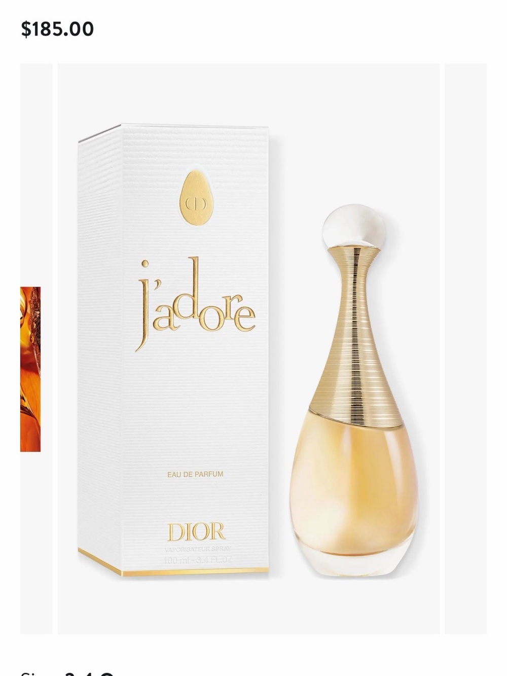Dior J'adore Perfume Bottle in Gold and Clear